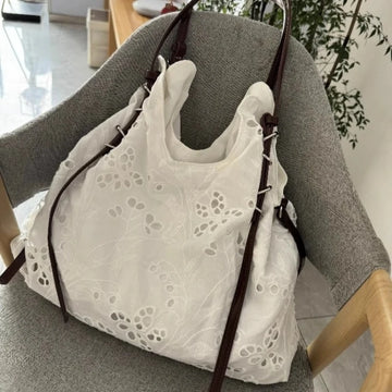 Qfdian Fashion Sweet Lace Embroidery Shoulder Bags Office Lady Fairy All Match Underarm Bag High-capacity Casual Women Handbags Korean